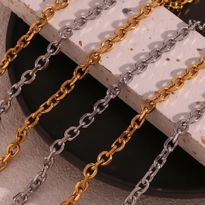 Minimalist Stainless Steel 18K Gold Plated Cross Cut Chain Jewelry For Women Fashion Necklace Bracelet Anklet Waist Chain