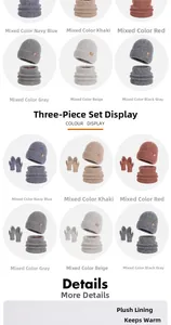 Detailed view of six mixed colors for the thermal knit hat, scarf and gloves set