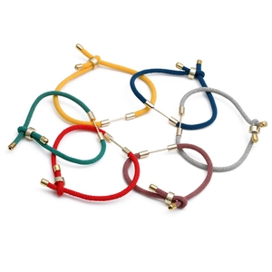 Adjustable colorful braided Milan cord bracelets with gold metal accents in various colors