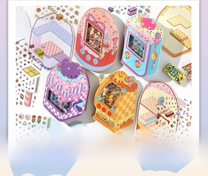 Detail showing 4 styles of 3D cartoon scene stickers with mini folding pop-up designs