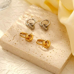 Hollow Heart Pendant Hoop Earrings Stainless Steel 18K Gold Plated Geometric Detachable Minimalist Fashion For Women