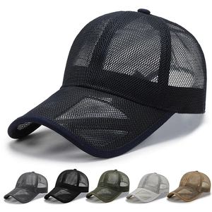Full Mesh Baseball Cap Breathable Sun Hat For Men Women Outdoor Sports Summer Adjustable Curved Brim Solid Color