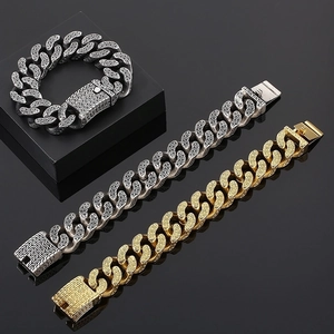 Men Stainless Steel Cuban Link Bracelet Greek Letter Psi Trident Pattern Punk Retro Style Heavy Metal Wristband