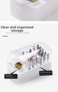 Detailed view of dual-purpose cleaning brush with soft bristles and copper wire for nail bits