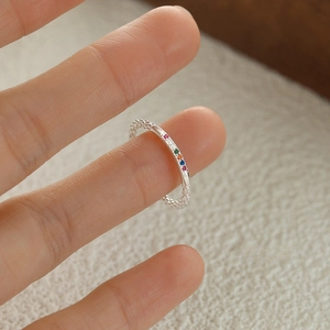 Elegant S925 Sterling Silver Colorful Rhinestone Open Ring For Women Adjustable Rainbow Fashion Jewelry Finger Ring