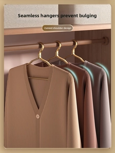 Ergonomic gold aluminum hangers for sweaters featuring non-slip shoulder arch design