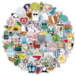 Waterproof Vinyl Stickers Aesthetic VSCO Decals For Laptop Luggage Guitar Water Bottle Cute Cartoon Outdoor Camping DIY