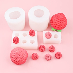Strawberry Shape Silicone Mold DIY Aromatherapy Candle Soap Plaster Handmade Realistic Fruit Fondant Cake Decorating Tool