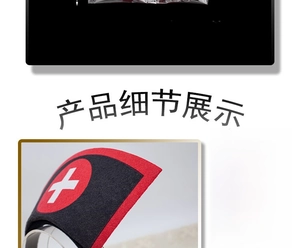 Detailed view of lightweight nurse headband made of felt fabric with red cross emblem