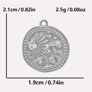 Irregular round 18k gold plated 304 stainless steel pendant with dimensions and weight