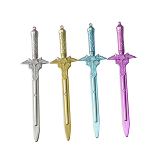Creative sword shaped neutral pens in gold silver blue and purple for students
