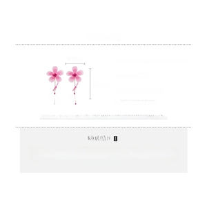 Pink chiffon flower tassel earrings with glass beads and silver needle specifications