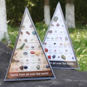 36-piece collection of polished natural crystal and agate mineral specimens in a gift box