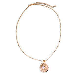 Elegant gold plated round zircon sunburst pendant necklace for women stylish jewelry