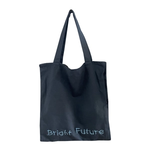 Bolso de lona negra con estampado Bright Future azul para el uso diario con estilo