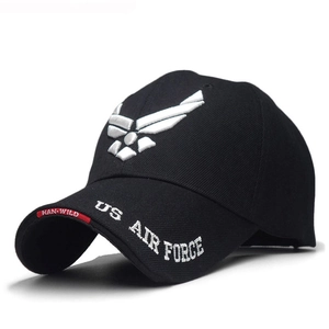 Cappellino da baseball tattico nero professionale con ricamo 3D bianco US Air Force