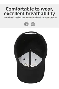 Detail of black breathable baseball cap showing inner lining with D.V.V. embroidery