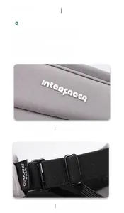 Detail of grey COOLKNIT tech fabric with adjustable black elastic buckle and logo