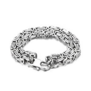 Men Byzantine Chain Bracelet Stainless Steel Heavy Industrial Square Link Jewelry Silver Color Lobster Clasp Fashionable