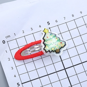 Christmas tree hair clip for girls with red ribbon and gold glitter stars 4cm