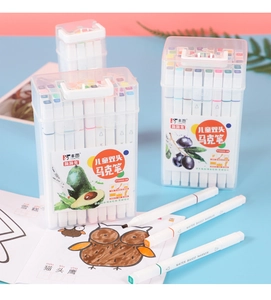 Dual-tip art marker set in a clear portable carrying case for creative student drawing
