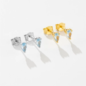 Birnenschliff Zirkonia Ohrstecker aus S925 Sterlingsilber in Gold und Silber Ausführung