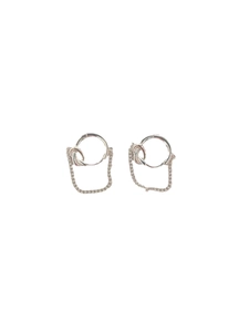 Minimalist S925 sterling silver chain earrings with central knot and polished finish