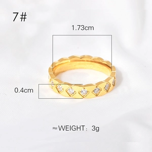 Minimalist gold geometric diamond ring for women with size 7 dimensions shown