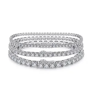 Classic S925 sterling silver tennis bracelets with 3mm round cubic zirconia stones