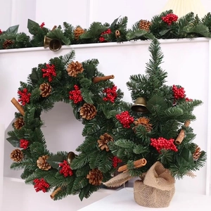 Artificial Mini Christmas Tree Tabletop Ornament Flocked Snow Red Berries Pine Cones Burlap Base Holiday Desktop Decoration