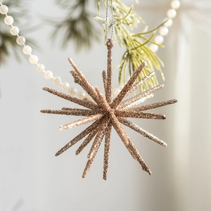 Champagnergoldener Glitzer-Stern Anhänger mit Schnur für den Weihnachtsbaum-Schmuck