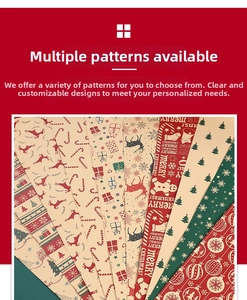 Detail of assorted Christmas kraft wrapping paper with reindeer and snowflake patterns