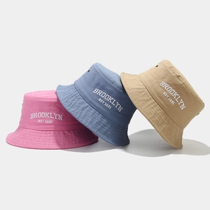 Cappello Da Pescatore In Cotone Lavato Ricamo Brooklyn Protezione Solare Tempo Libero All'aperto Per Uomini Donne