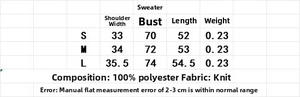 Size chart showing detailed measurements for the women's striped knitted tank top
