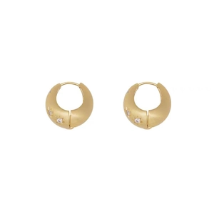 Elegant gold star zircon hoop earrings with brushed finish and crystal inlay for women