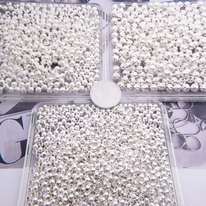 S925 sterling silver striped spacer beads for DIY jewelry with a coin for size scale