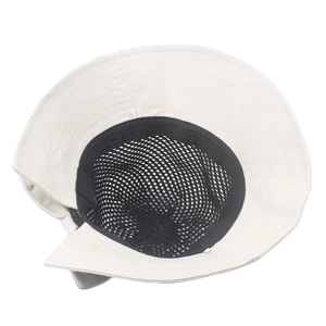 Detail view of the breathable black mesh lining and wide brim of the summer sun hat