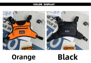 Detaillierte Farbauswahl minimalistischer Streetstyle-Brusttaschen in Orange und Schwarz