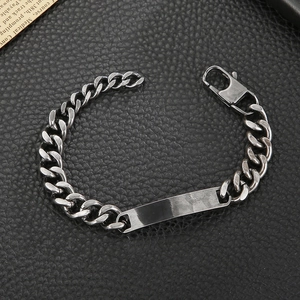 Men Cuban Link Bracelet Stainless Steel ID Plate Curb Chain Hip Hop Punk Jewelry Vintage Biker Wristband