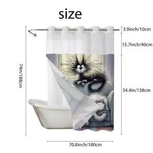 Detailed size chart for the digital print shower curtain showing 180x188cm dimensions