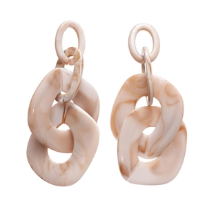 Exaggerated marble acrylic chain earrings with large intertwined oval links and steel posts