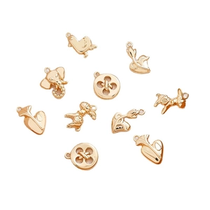 Gold-plated elephant and heart charms for DIY jewelry making handmade accessories