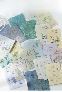Detail of vintage art sticker set with torn edges and retro minimalist illustrations