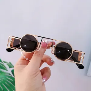 Sunglasses Metal Frame Round Geometric Hollow Double Frame UV400 Protection Party Steampunk Cyberpunk Hip Hop Unisex