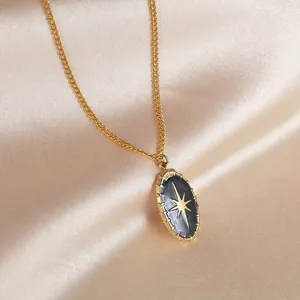 Ethnic style black multi-layer beaded necklace with gold octagram star pendant design