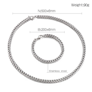 Detail view of 6mm dragon bone chain set with necklace and bracelet specifications