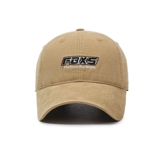 Classic washed khaki baseball cap with FBXS embroidery for outdoor sun protection