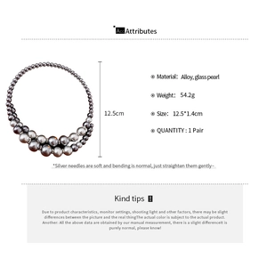 Detailed size and weight specs for multi-layer grey glass pearl choker necklace