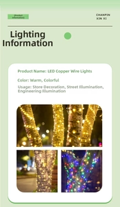 Detailed view of flexible copper wire LED string lights for outdoor garden tree decoration