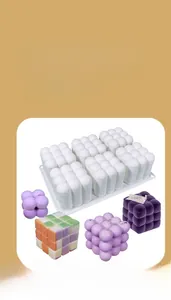 Dettaglio dello stampo per candele a cubo a sei cavità con design a sfere strutturate